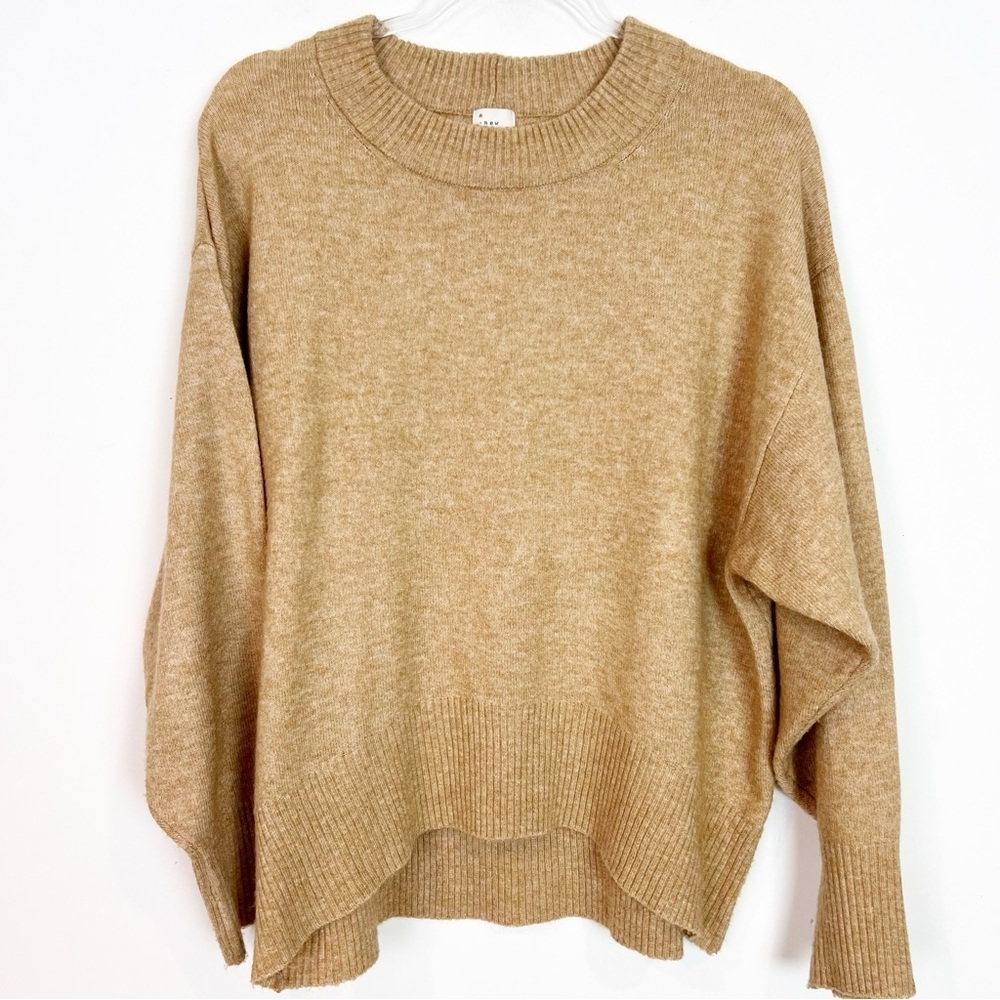 A NEW DAY TAN BROWN PULLOVER CREWNECK SWEATER RIBBED NECKLINE CUFF HEM SZ MEDIUM - Picture 5 of 5